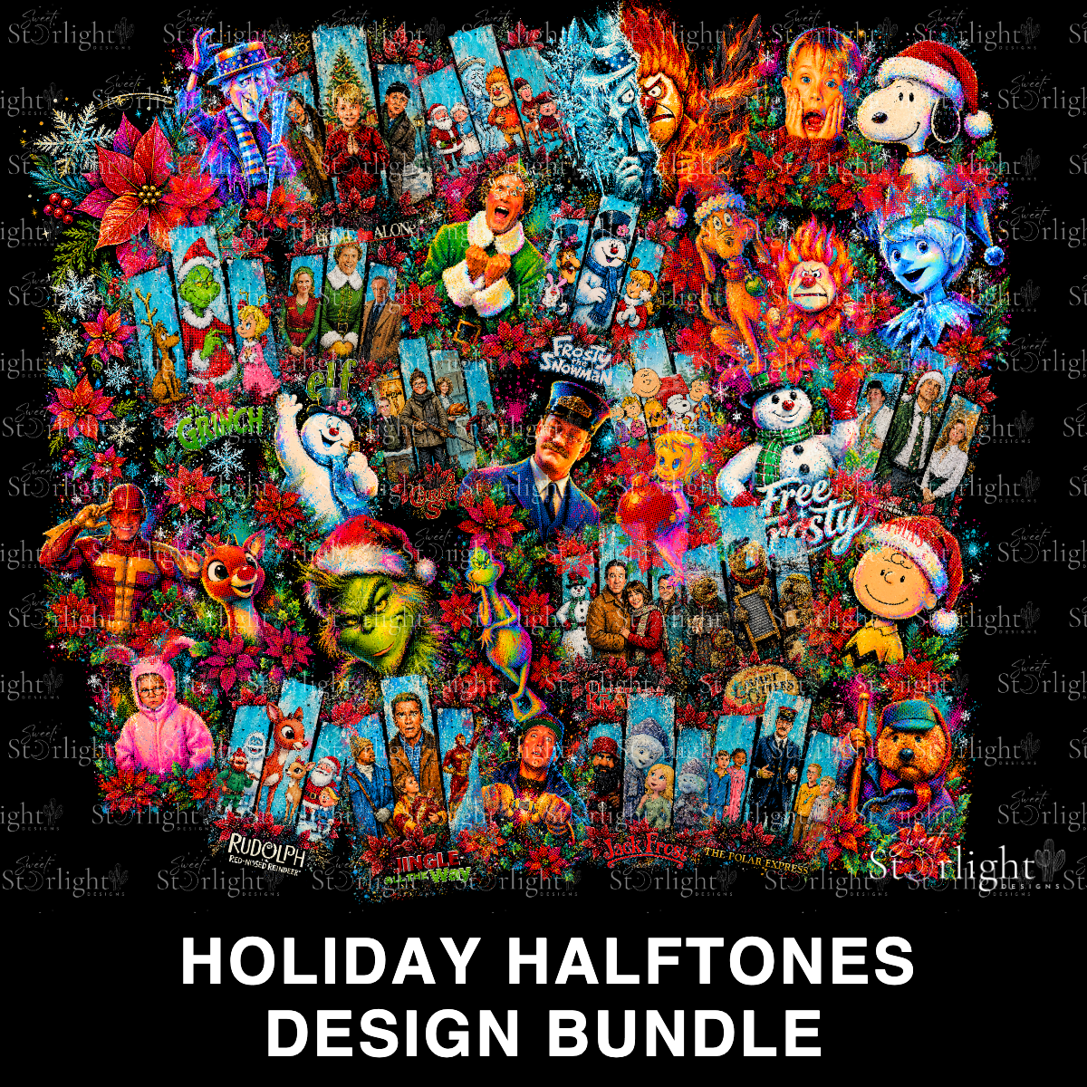 Holiday Halftone Tee Design Bundle