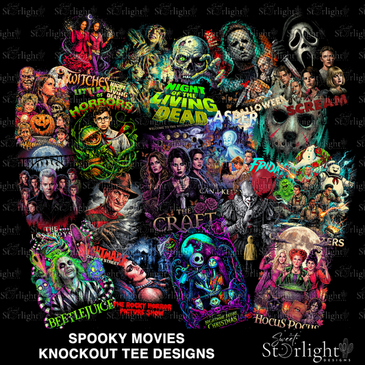 Spooky Movies Knockout Tee Design Bundle