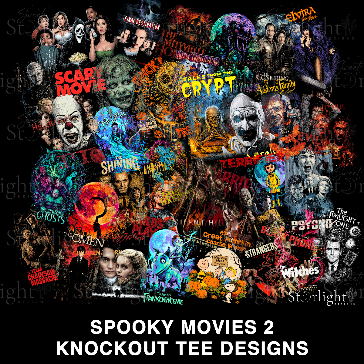 Spooky Movies 2 Knockout Tee Design Bundle