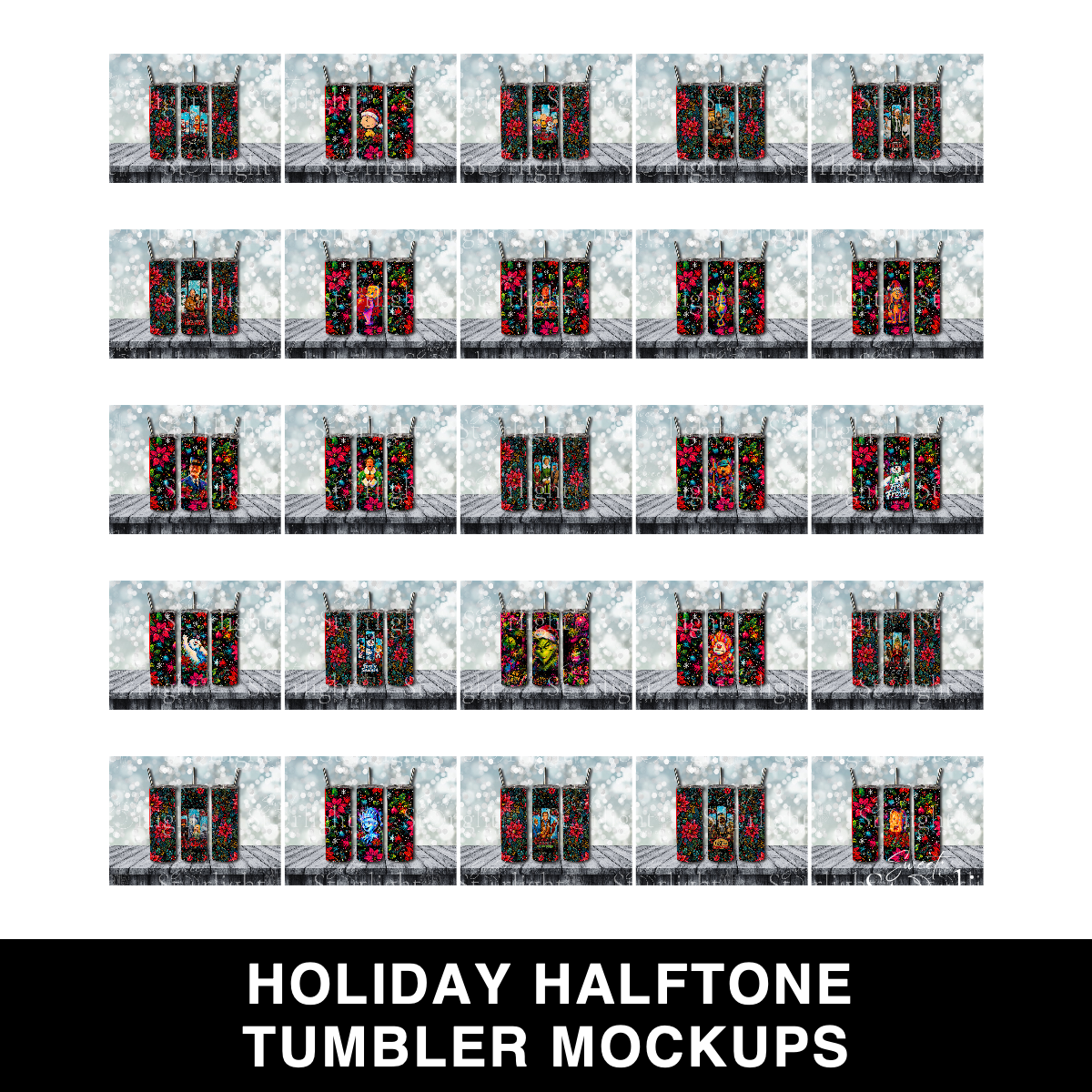Holiday Halftone Tumbler Designs Bundle