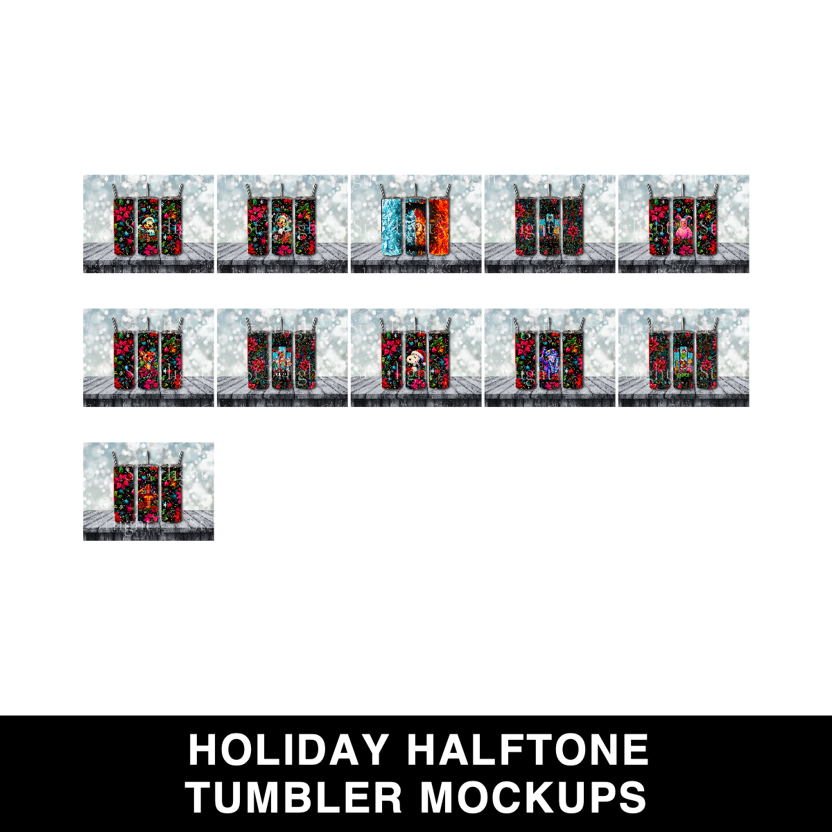 Holiday Halftone Tumbler Designs Bundle