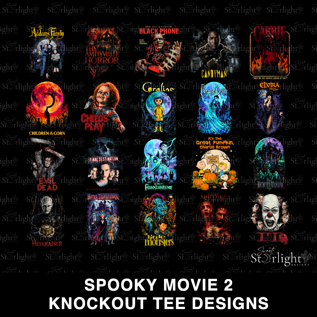 Spooky Movies 2 Knockout Tee Design Bundle