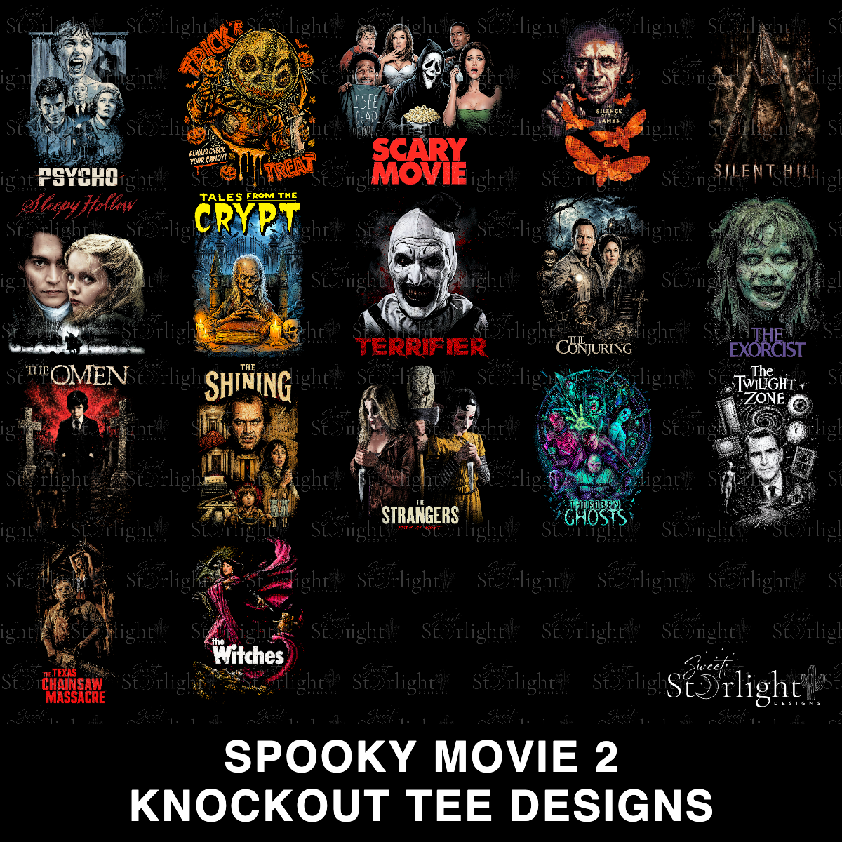 Spooky Movies 2 Knockout Tee Design Bundle