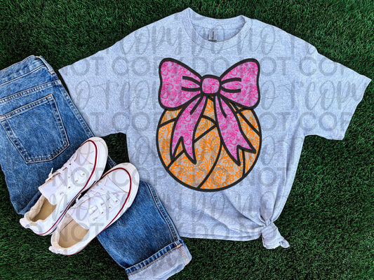 Basketball w/ pink bow floral lace