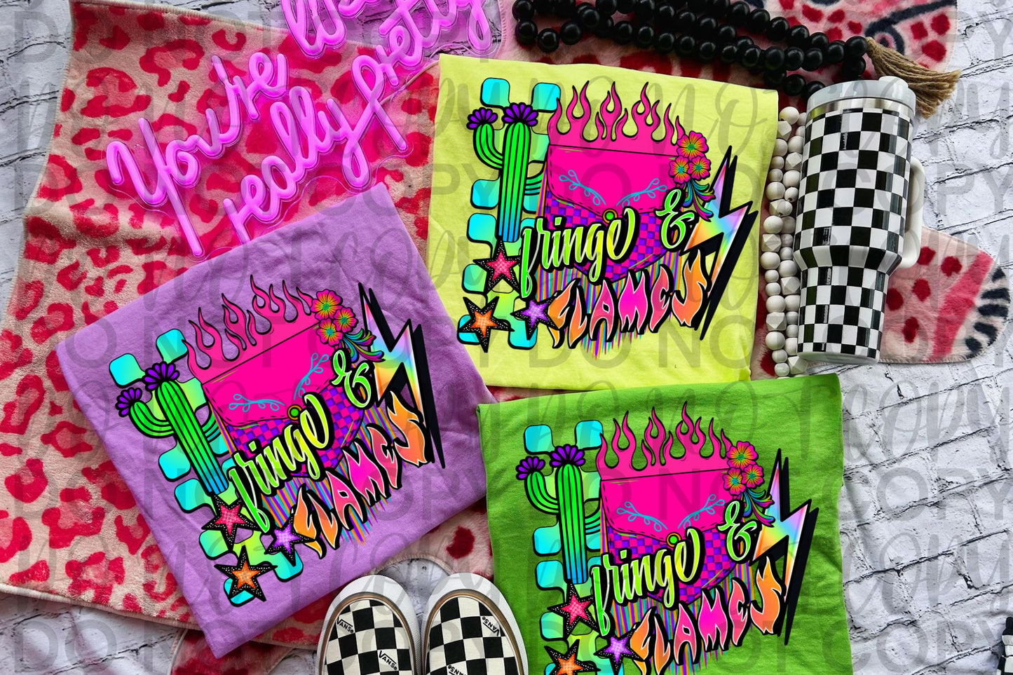 Fringe and Flames Set- Tees and Tumblers