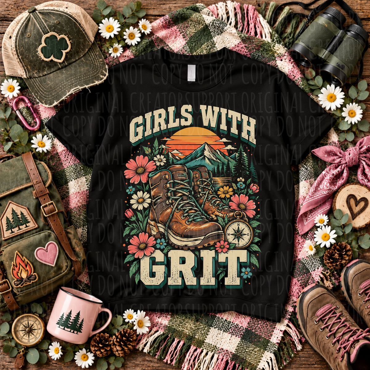 DARK TEES ONLY! HALFTONE Girls with Grit
