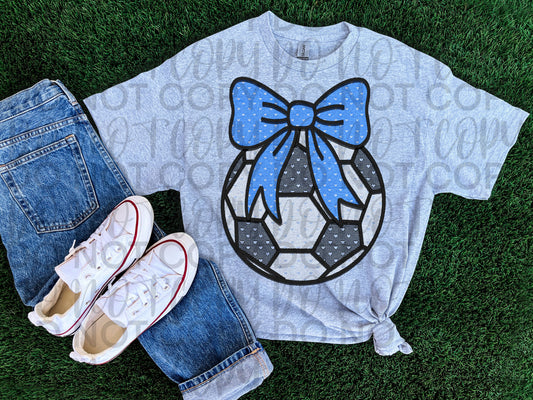 Soccer ball w/ blue bow heart