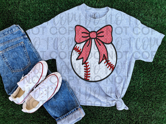 Lace baseball w/ bow heart