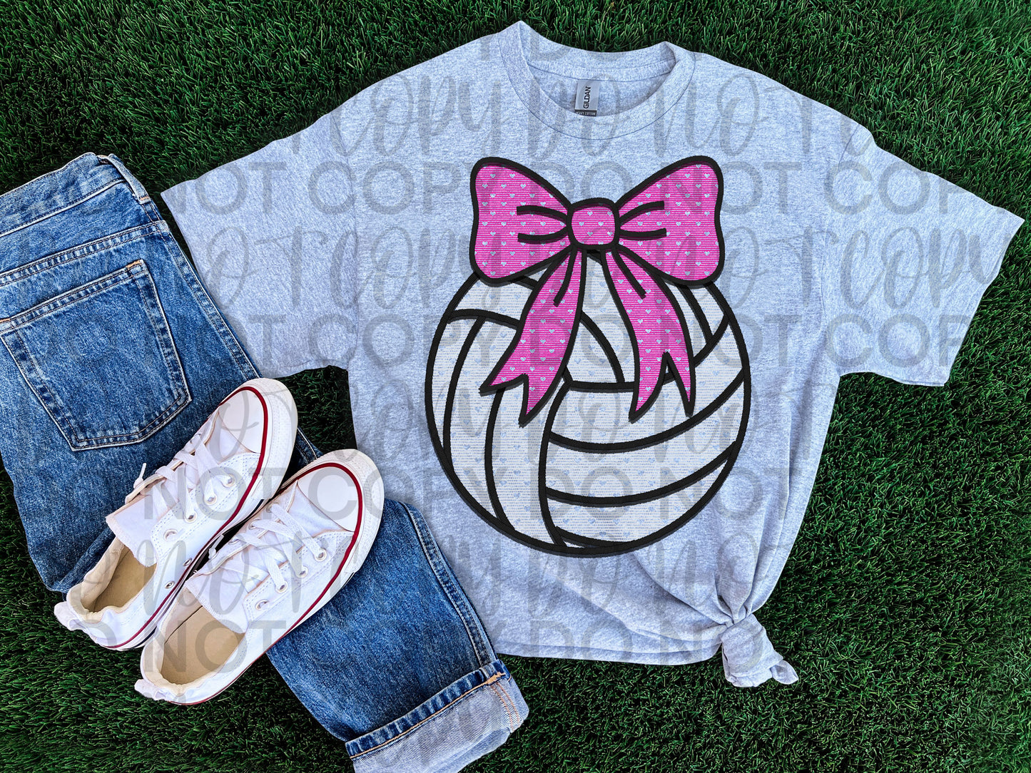 Volleyball w/ pink bow heart