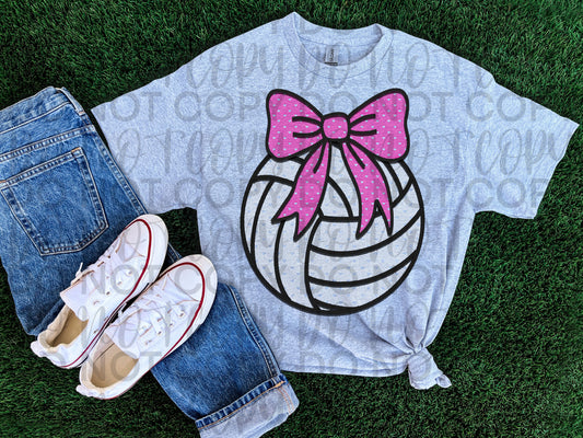 Volleyball w/ pink bow heart