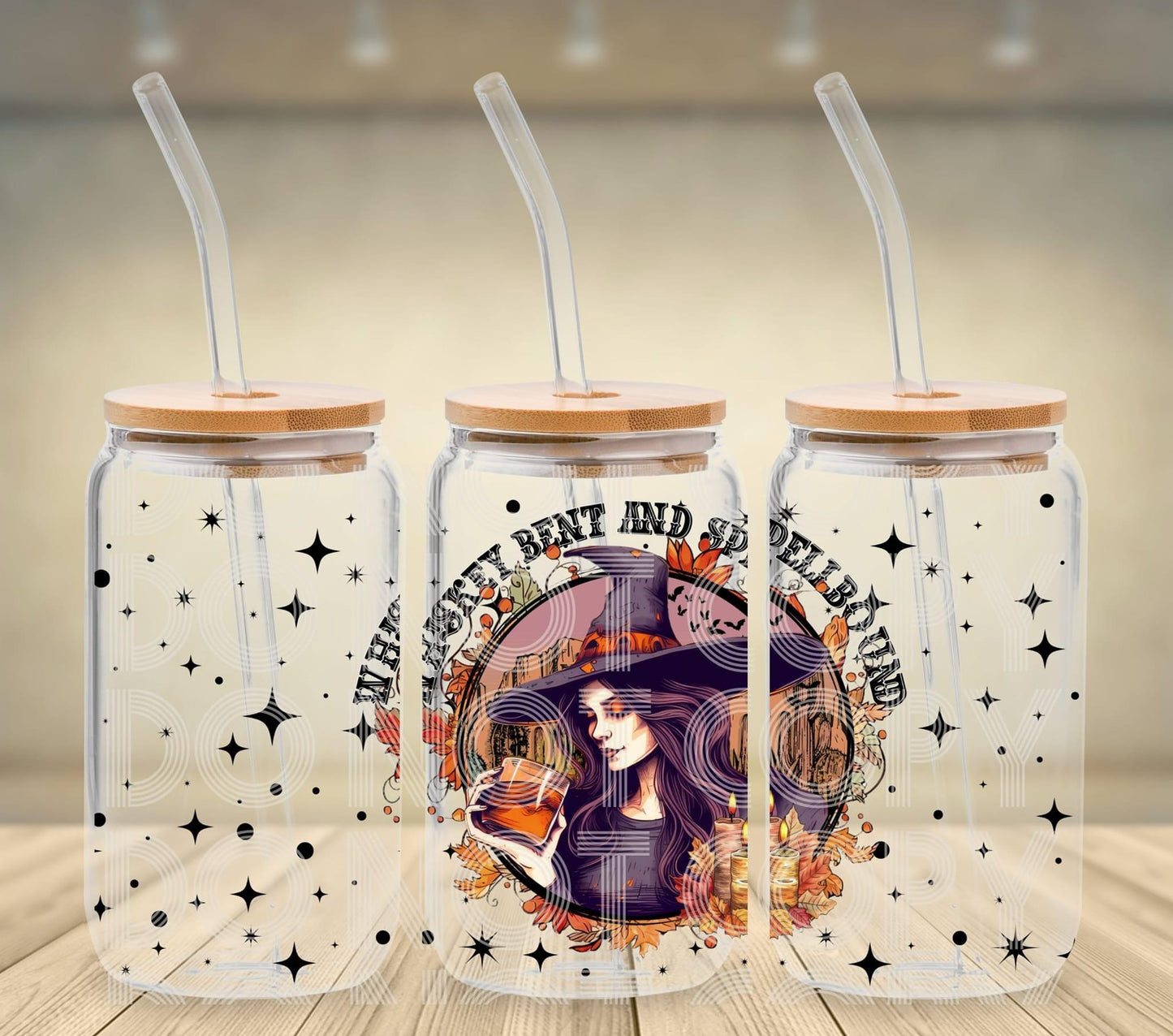 Whiskey Bent and Spellbound Witch with Matching 16oz glass can
