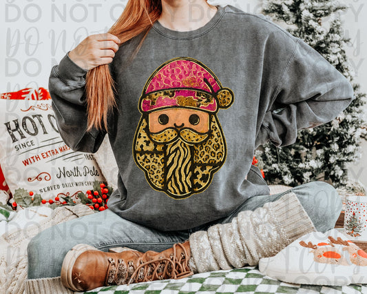 Impasto Patchwork Pink Santa