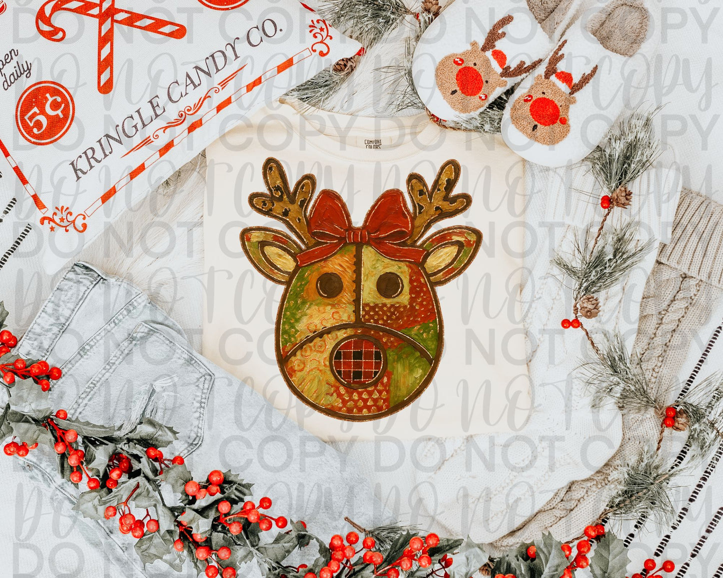 Impasto Patchwork Reindeer