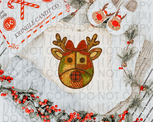 Impasto Patchwork Reindeer