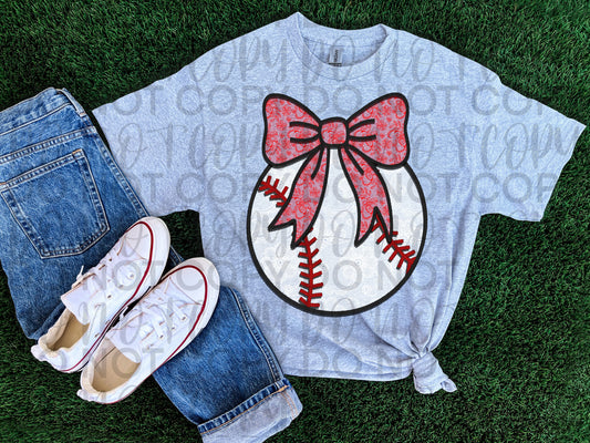 Lace baseball w/ bow floral