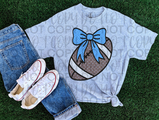 Football w/ blue bow heart lace