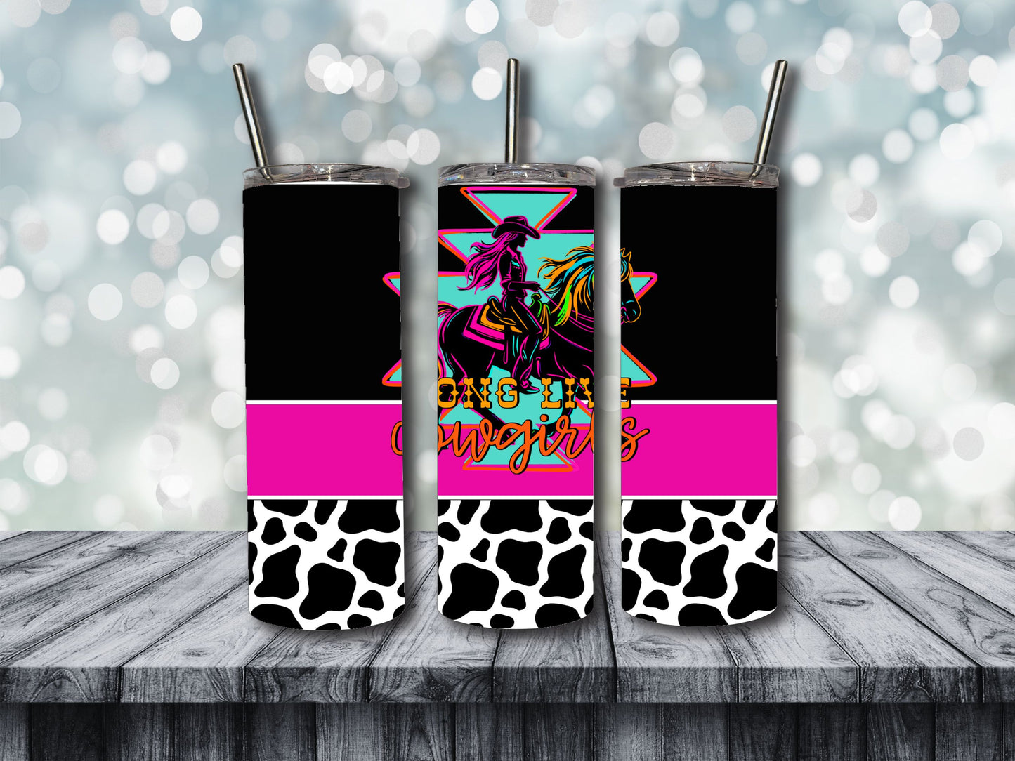 Neon Long Live Cowgirls set- Tee, seamless and Tumblers