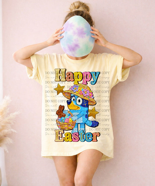 Impasto Easter Blue Dog