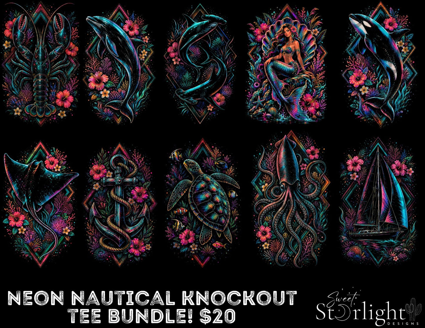 Neon Nautical Knockout Tee Bundle