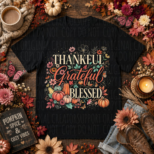 Dark tees only! Halftone Thankful, Grateful, Blessed
