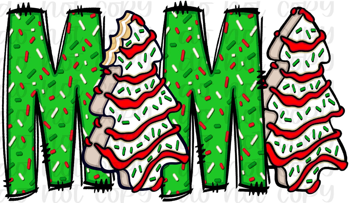 Mama Christmas tree cake green