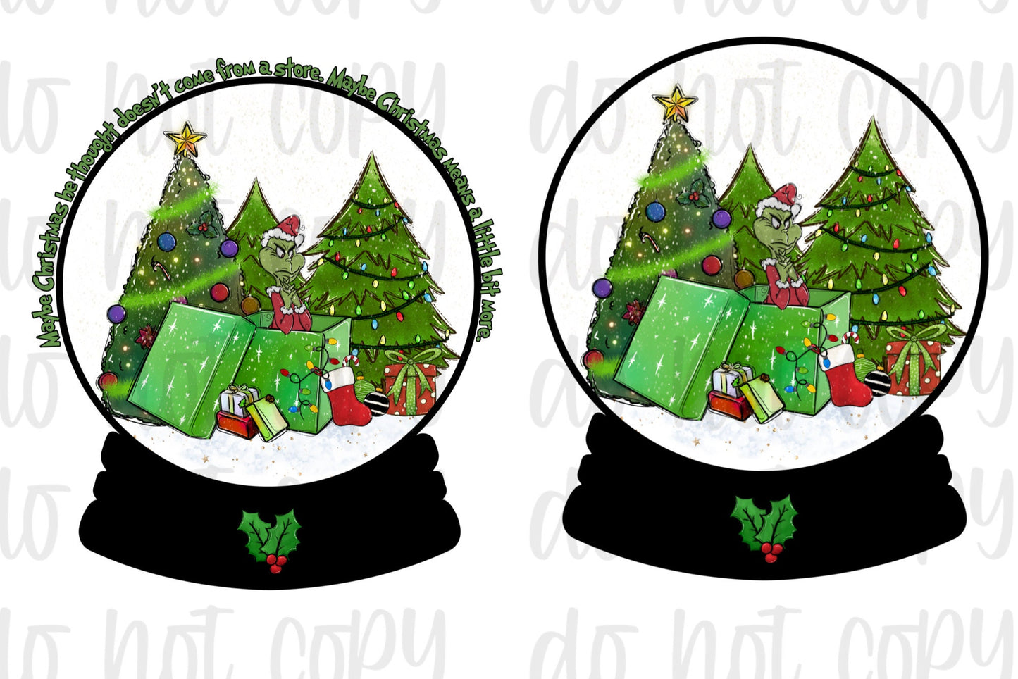 Green monster snow globe